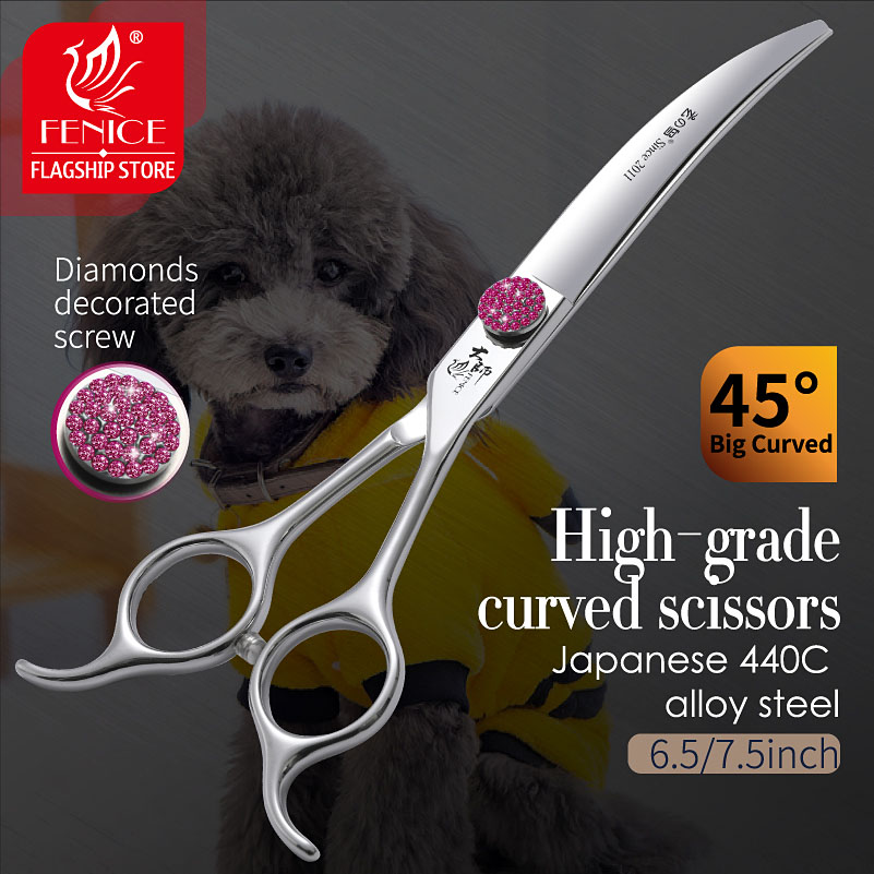 Grooming Scissors - Fenice Pembe Elmas Vidalı Pet Süper