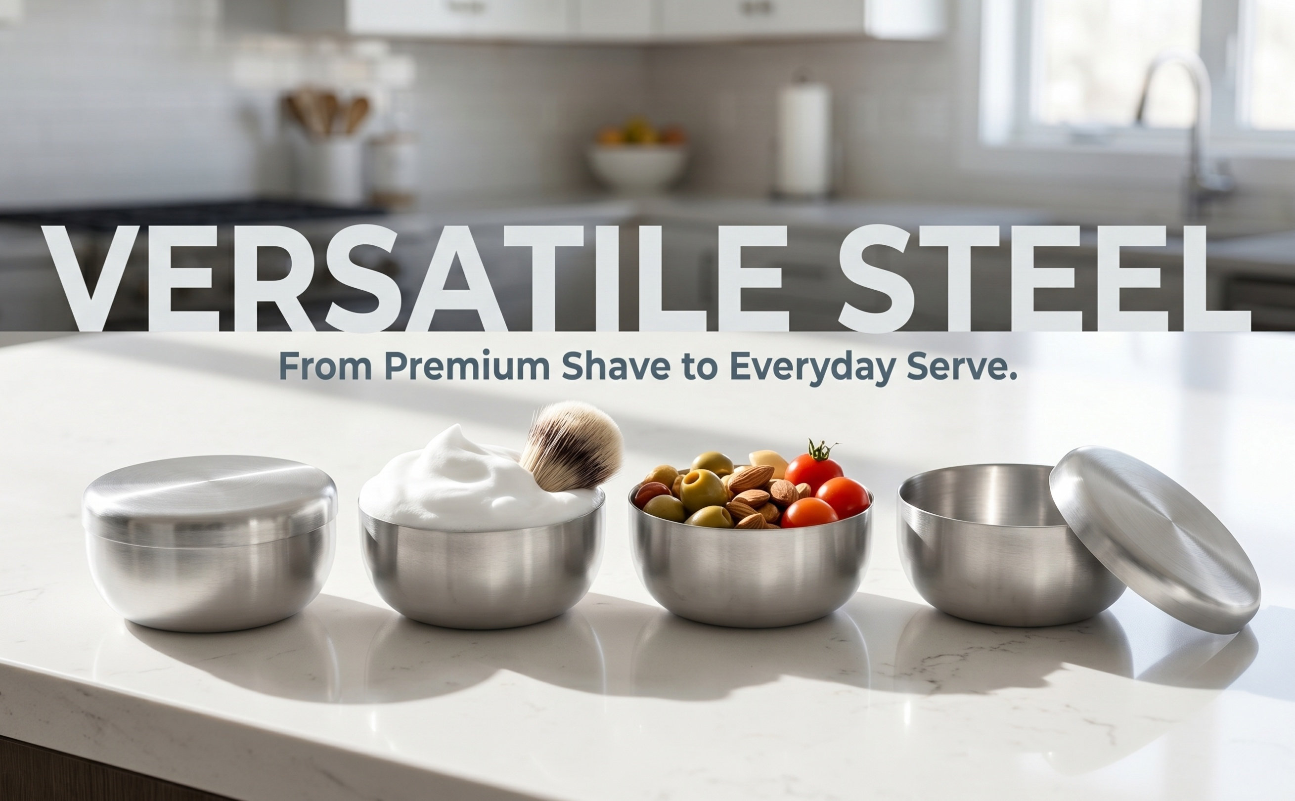 Shaving Cream - 4 Adet Paslanmaz Çelik Tıraş Kabı